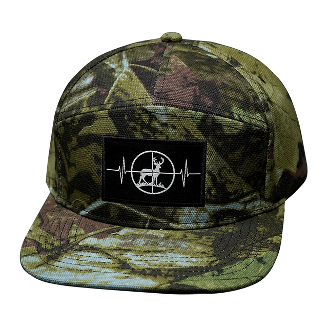 Hunting Hat, Flat Bill, Snapback Hat, Green Tree Camo, Mens Hat, Womens Hat, Front Picture