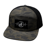 Hunting Hat, Flat Bill, Snapback Hat, Soft Mocha Camo, Black, Mens Hat, Womens Hat, Front Picture