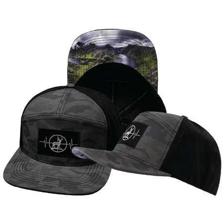 Hunting Hat, Flat Bill, Snapback Hat, Fall Soft Mocha Camo, Black, Mens Hat, Womens Hat, Main Picture