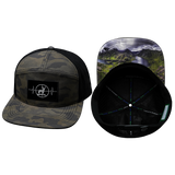 Hunting Hat, Flat Bill, Snapback Hat, Soft Mocha Camo, Black, Mens Hat, Womens Hat, Main Picture