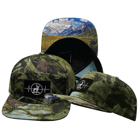 Hunting Hat, Flat Bill, Snapback Hat, Green Tree Camo, Mens Hat, Womens Hat, Main Picture
