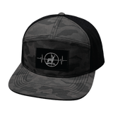 Hunting Hat, Flat Bill, Snapback Hat, Soft Mocha Camo, Black, Mens Hat, Womens Hat, Front Picture