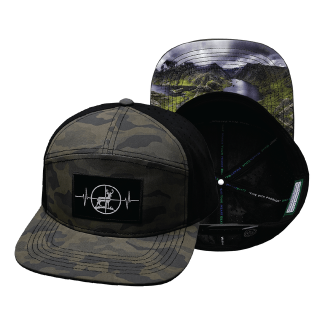 Hunting Hat, Flat Bill, Snapback Hat, Soft Mocha Camo, Black, Mens Hat, Womens Hat, Main Picture