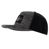 Hunting Hat, Flat Bill, Snapback Hat, Soft Mocha Camo, Black, Mens Hat, Womens Hat, Side Picture