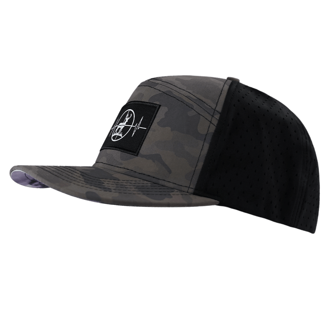 Hunting Hat, Flat Bill, Snapback Hat, Soft Mocha Camo, Black, Mens Hat, Womens Hat, Side Picture