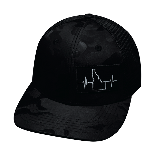 Idaho Hat, Baseball Hat, Snapback Hat, Black Camo, Black, Mens Hat, Womens Hat, Front Picture 