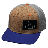 Idaho Hat, Baseball Hat, Snapback Hat, Cork, Royal Blue, Gray, Mens Hat, Womens Hat, Front Picture 