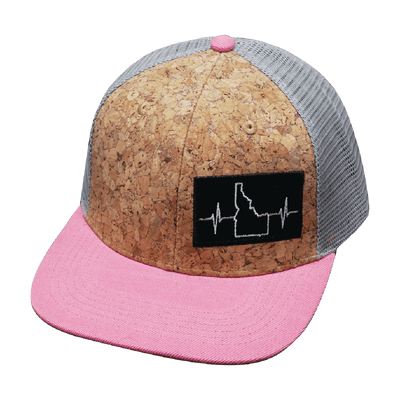 Idaho Hat, Baseball Hat, Snapback Hat, Cork, Pink, Gray, Mens Hat, Womens Hat, Front Picture 