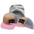 Idaho Hat - Baseball Hat Fit - Cork - Pink / Gray - Trucker Mesh