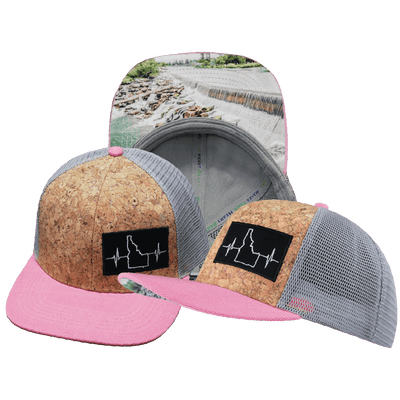 Idaho Hat — Baseball Hat Fit, Cork, Pink / Gray, Trucker Mesh