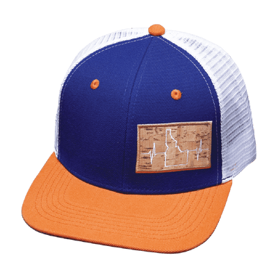 Idaho Hat, Baseball Hat, Snapback Hat, Orange, Royal Blue, White, Mens Hat, Womens Hat, Front Picture 
