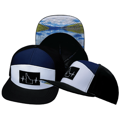 Idaho Hat — Flat Bill, Black / White / Navy, Laser Mesh