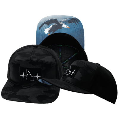 Idaho Hat — Flat Bill, Black Camo / Black, Laser Mesh