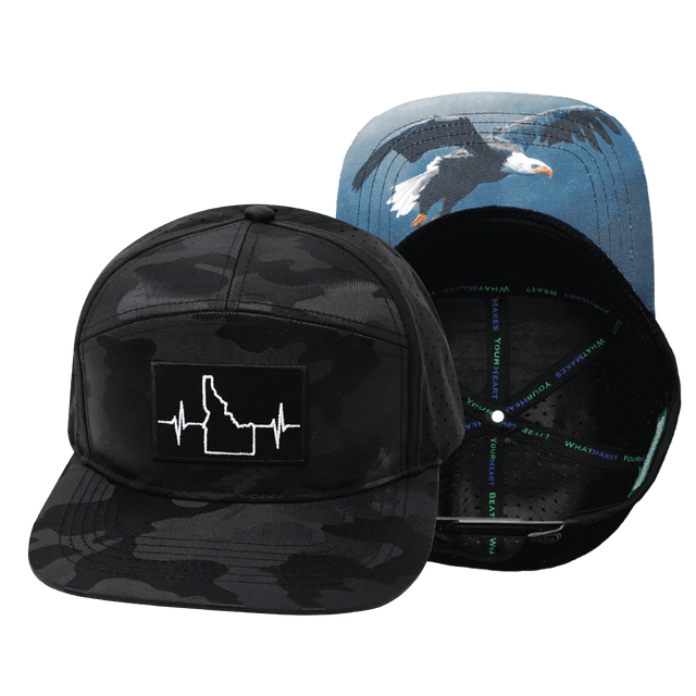 Idaho Hat, Flat Bill, Snapback Hat, Black Camo, Mens Hat, Womens Hat, Main Picture