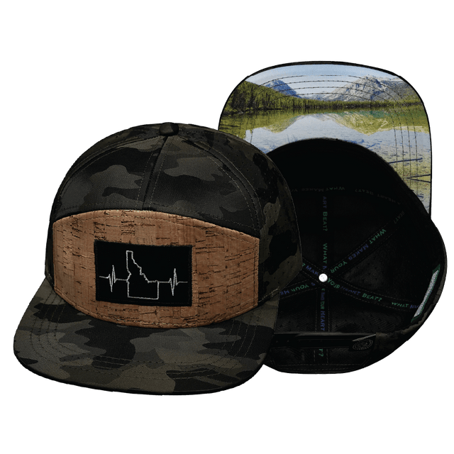 Idaho Hat, Flat Bill, Snapback Hat, Cork,  Tan Camo, Mens Hat, Womens Hat, Main Picture 