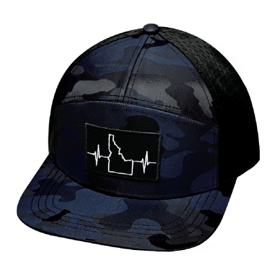 Idaho Hat, Flat Bill, Snapback Hat, Navy Camo, Black, Mens Hat, Womens Hat, Front Picture 