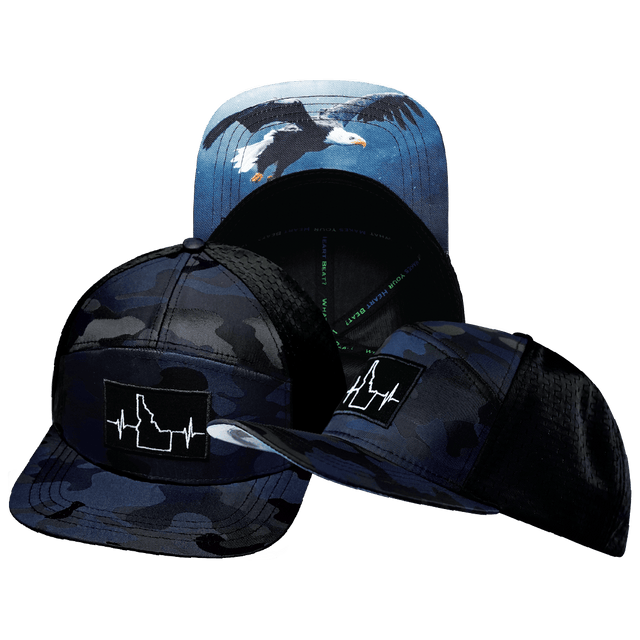 Idaho Hat, Flat Bill, Snapback Hat, Navy Camo, Black, Mens Hat, Womens Hat, Main Picture 