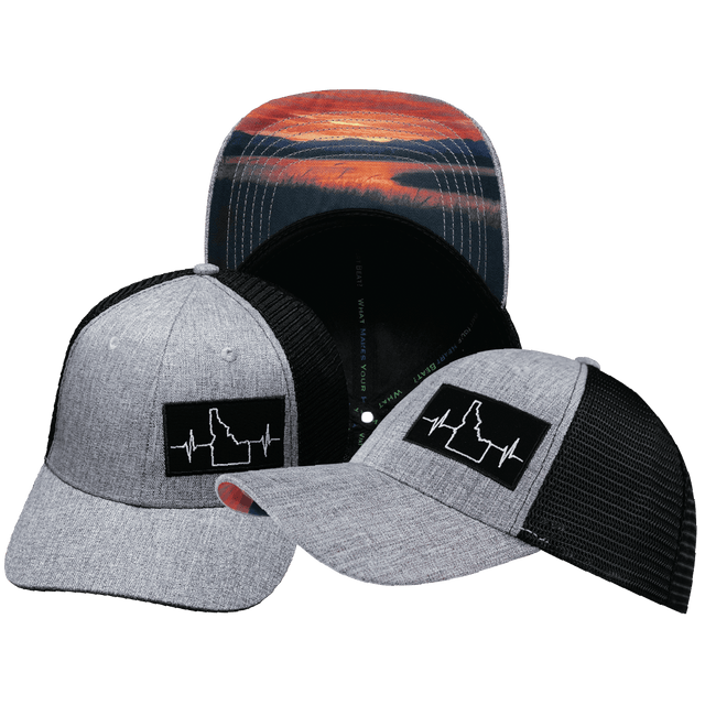 Idaho Hat, Low Profile, Snapback Hat, Heather Gray, Black, Mens Hat, Womens Hat, Main Picture 