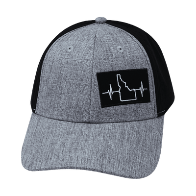 Idaho Hat, Low Profile, Ponytail, Snapback Hat, Heather Gray, Black, Mens Hat, Womens Hat, Front Picture 