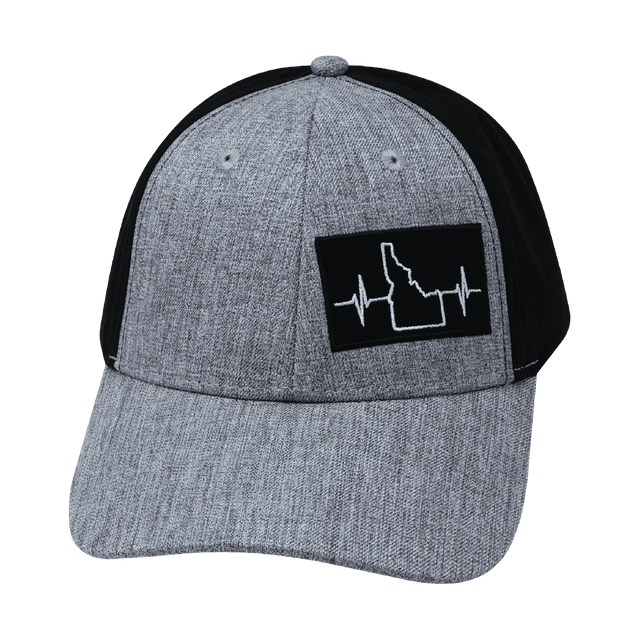 Idaho Hat, Low Profile, Ponytail, Snapback Hat, Heather Gray, Black, Mens Hat, Womens Hat, Front Picture 