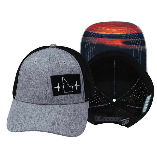 Idaho Hat, Low Profile, Ponytail, Snapback Hat, Heather Gray, Black, Mens Hat, Womens Hat, Main Picture 