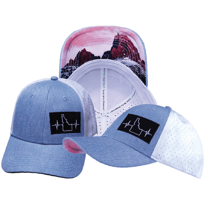 Idaho Hat — Low Profile, Ponytail, Light Blue / White, Laser Mesh