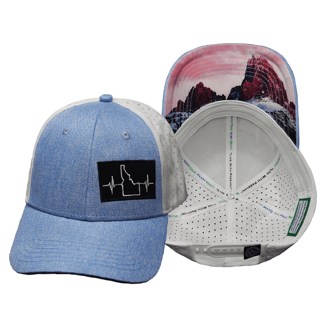 Idaho Hat, Low Profile, Ponytail, Snapback Hat, Light Blue, White, Mens Hat, Womens Hat, Main Picture 