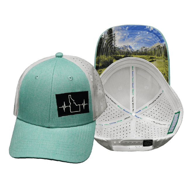 Idaho Hat, Low Profile, Ponytail, Snapback Hat, Teal, White, Mens Hat, Womens Hat, Main Picture 