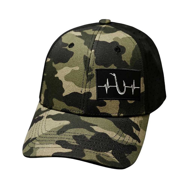 Fishing - 6 Panel - Shallow Fit - Pony Tail - Light Camo / Black
