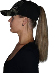 Fishing - 6 Panel - Shallow Fit - Pony Tail - Light Camo / Black