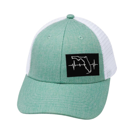 Youth Florida Hat, Low Profile, Snapback Hat, Teal, White, Mens Hat, Womens Hat, Front Picture
