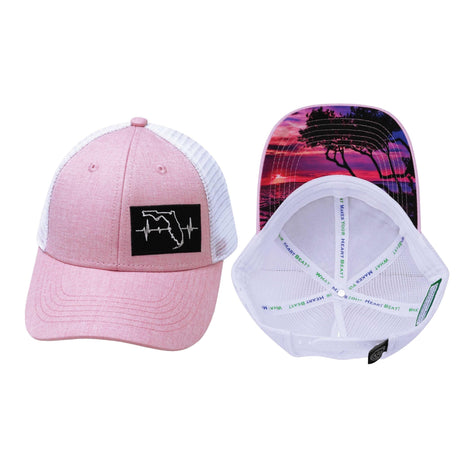 Youth Florida Hat, Low Profile, Ponytail, Snapback Hat, Pink, White, Mens Hat, Womens Hat, Main Picture