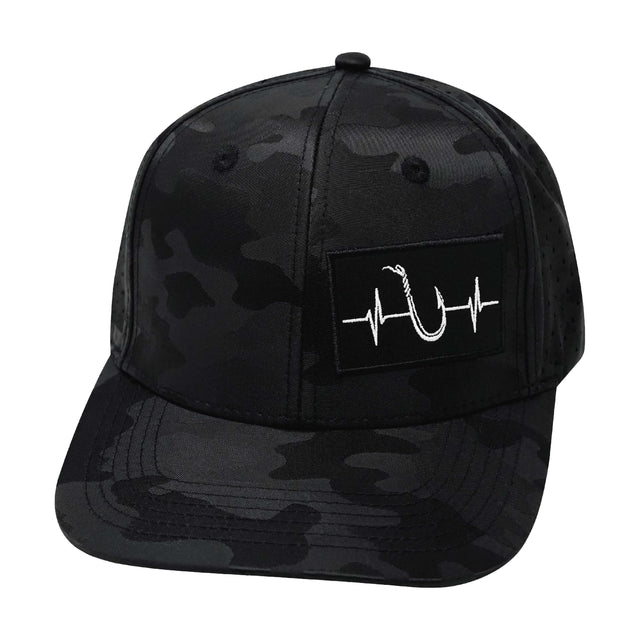 Fishing Hat, Baseball Hat, Snapback Hat, Black Camo, Mens Hat, Womens Hat, Front Picture