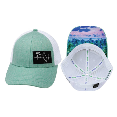Youth Florida Hat, Low Profile, Snapback Hat, Teal, White, Mens Hat, Womens Hat, Main Picture