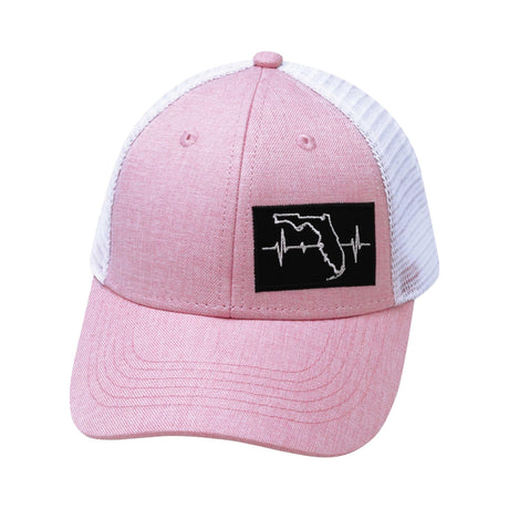 Youth Florida Hat, Low Profile, Ponytail, Snapback Hat, Pink, White, Mens Hat, Womens Hat, Front Picture