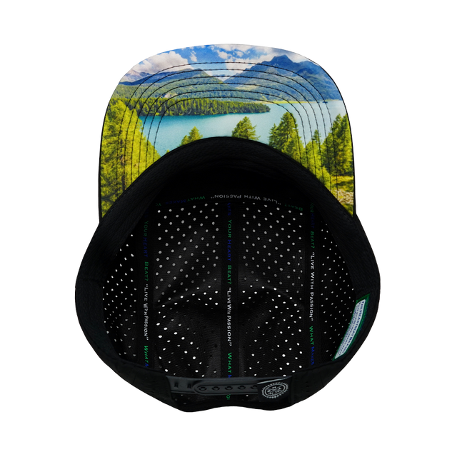 Mountains Hat, 5 Panel Hat, Snapback, Black, Green Camo, Mens Hat, Womens Hat, Underbill Picture 