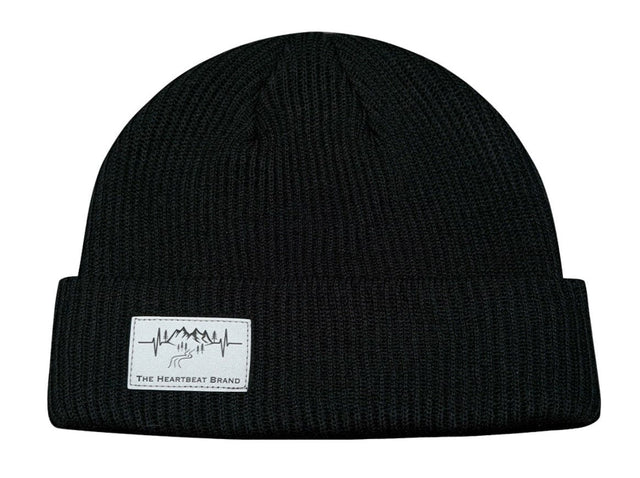 Muntains Beanie, Cuffed Beanie, Black, Mens Beanie, Womens Beanie, Front Picture