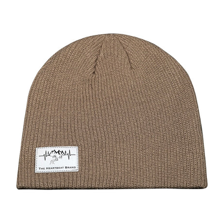 Mountains Beanie, No Cuff Beanie, Tan, Mens Beanie, Womens Beanie, Front Picture