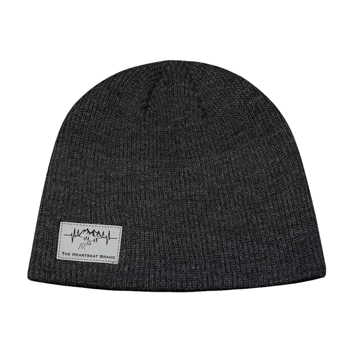 Mountains Beanie - No Cuff - Charcoal