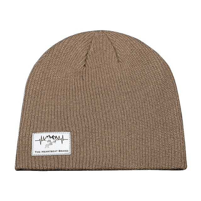 Mountains Beanie - No Cuff - Tan