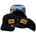 Mountains Hat - Baseball Hat Fit - Black - Laser Mesh