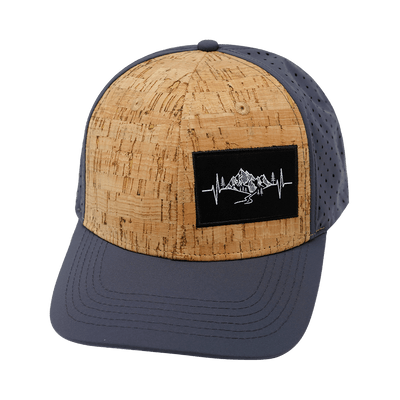 Mountains Hat, Baseball Hat, Snapback Hat, Cork, Charcoal, Mens Hat, Womens Hat, Front Picture