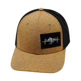 Mountains Hat, Baseball Hat, Snapback Hat, Tan Textured, Black, Mens Hat, Womens Hat, Front Picture 