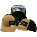 Mountains Hat - Baseball Hat Fit - Tan Textured / Black - Laser Mesh