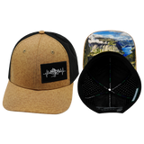 Mountains Hat, Baseball Hat, Snapback Hat, Tan Textured, Black, Mens Hat, Womens Hat, Main Picture 