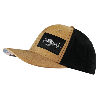Mountains Hat, Baseball Hat, Snapback Hat, Tan Textured, Black, Mens Hat, Womens Hat, Side Picture