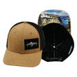 Mountains Hat, Baseball Hat, Snapback Hat, Tan Textured, Black, Mens Hat, Womens Hat, Main Picture 