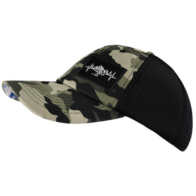 Mountains Hat, Dad Hat, Snapback, Camo, Black, Mens Hat, Womens Hat, Side Picture