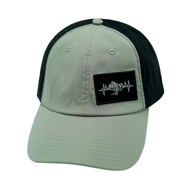 Mountains Hat, Dad Hat, Snapback, Green, Black, Mens Hat, Womens Hat, Front Picture