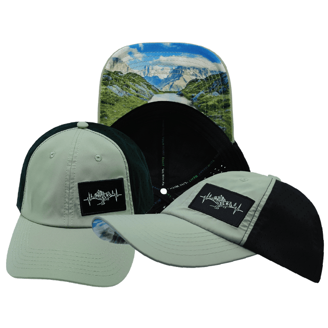 Mountains Hat, Dad Hat, Snapback, Green, Black, Mens Hat, Womens Hat, Main Picture